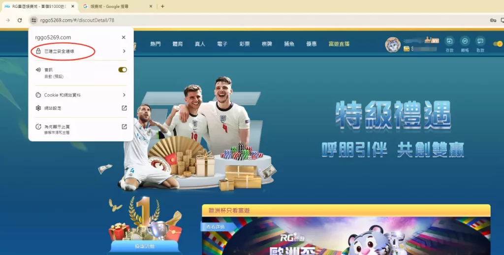 有鎖頭圖示代表網站已建立安全連線