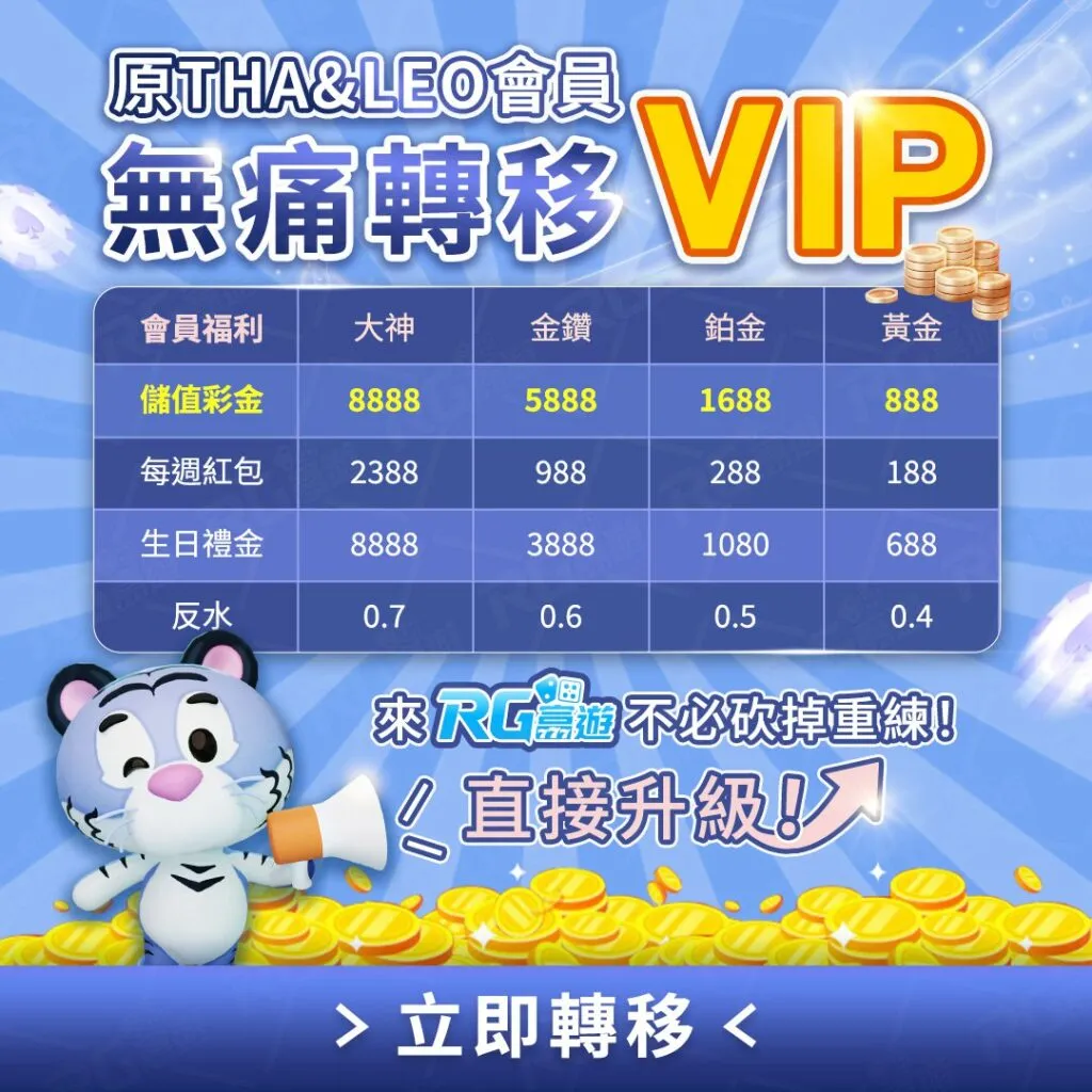 九州娛樂城會員平轉VIP等級,就在RG富遊娛樂城
